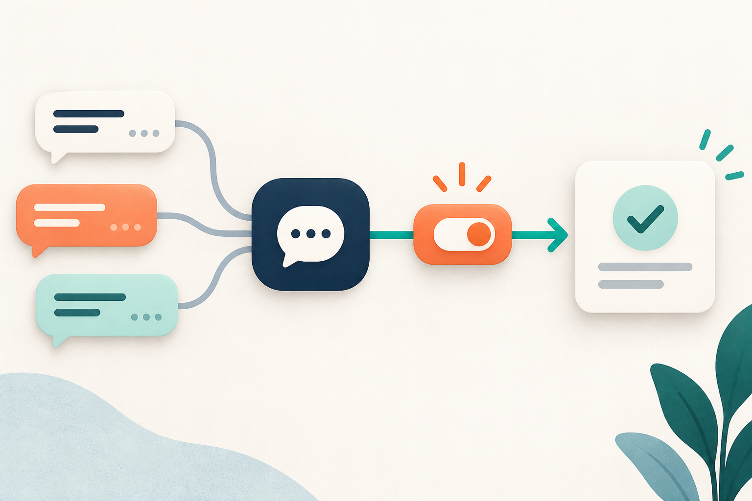 Conversational Growth & Automation illustration showing people, evidence signals and decision points