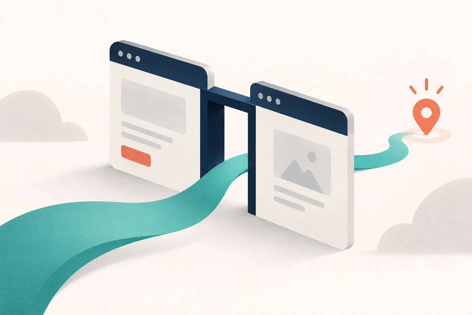 Website & Conversion Experience illustration showing people, evidence signals and decision points
